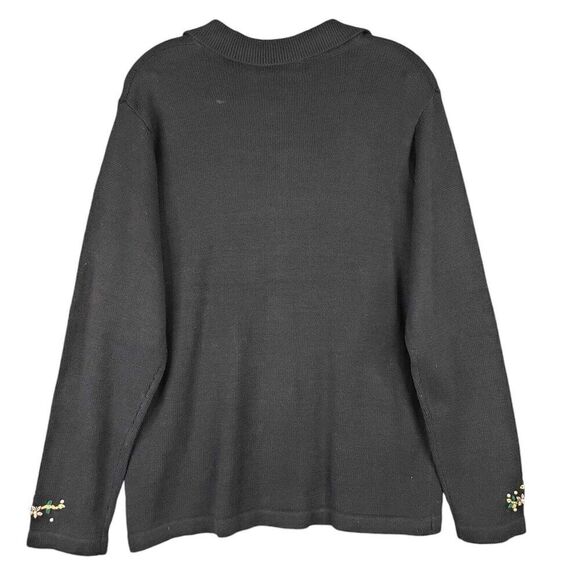 BP Design Sweater Cardigan Womens Black Knit Size Medium M Christmas New - Picture 3 of 9